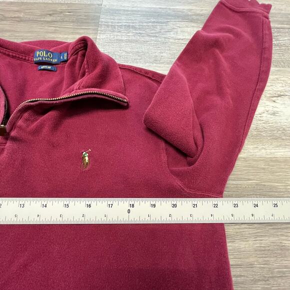 Polo‎ Ralph Lauren Burgundy Red Mens L Estate Rib Quarter Zip Sweater Preppy - Picture 7 of 9